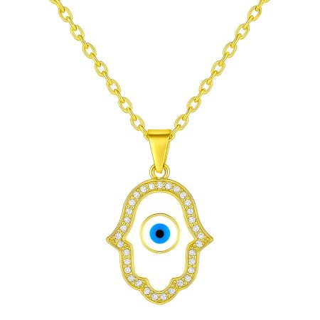 18K Gold Plated Protective Hamsa Symbol Necklace
